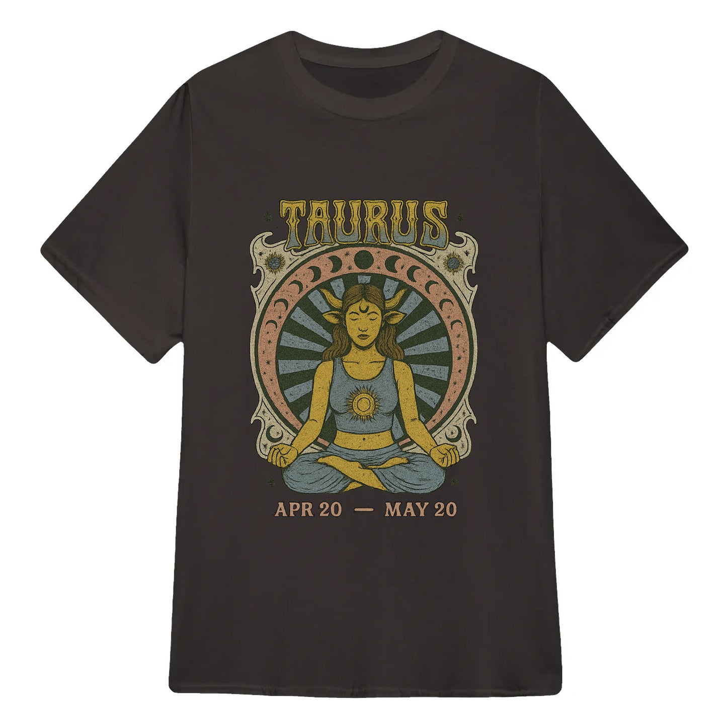 Taurus Zodiac Meditation Moon Phase Yoga Classic Unisex T-Shirt | 5To9Style