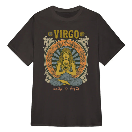 Zodiac Virgo Meditation Mandala Sun and Moon Symbols Yoga Classic Unisex T-Shirt | 5To9Style