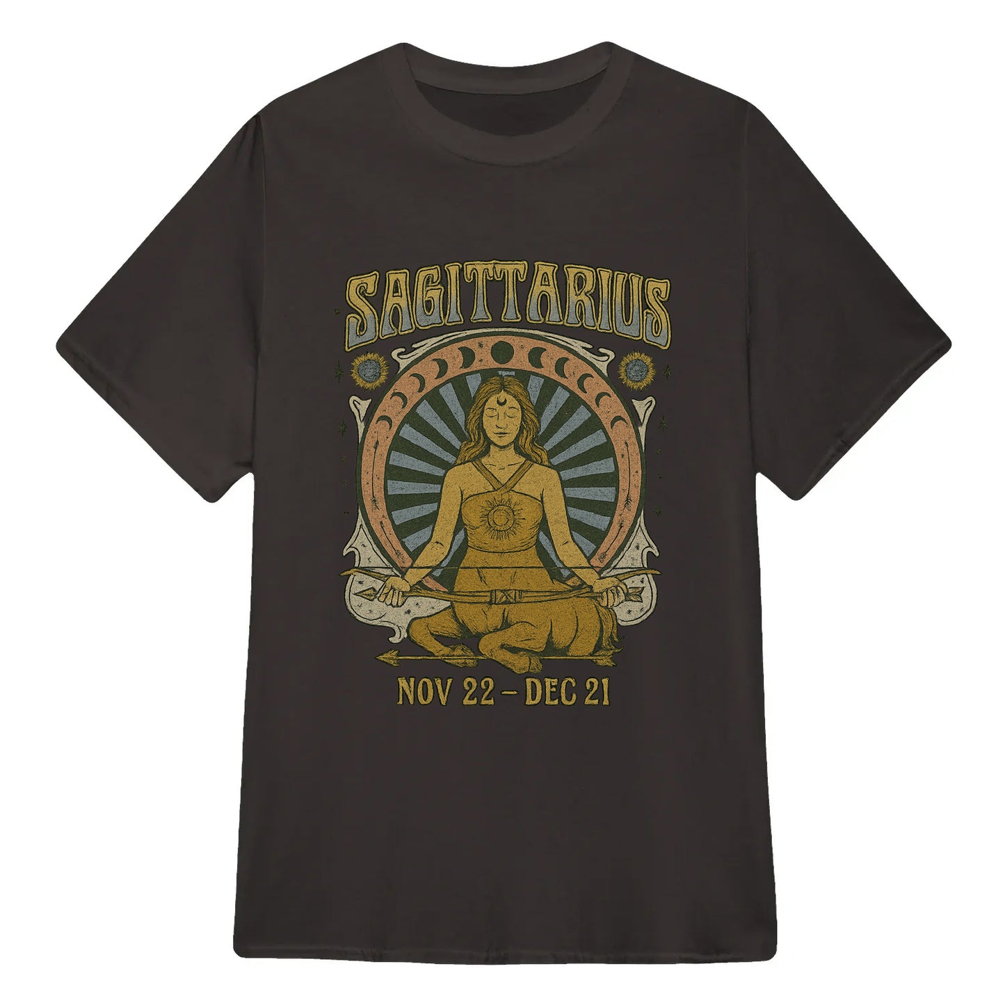 Sagittarius Zodiac Meditation Moon Phase Yoga Classic Unisex T-Shirt | 5To9Style
