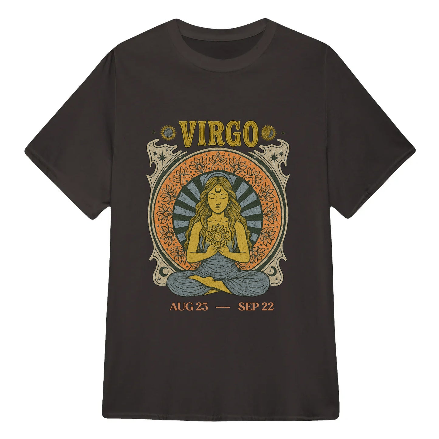 Virgo Zodiac Meditation Moon Phase Yoga Classic Unisex T-Shirt | 5To9Style
