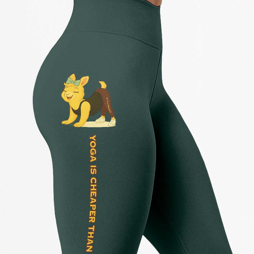 Yoga Is Cheaper Than Therapy Chill Llama Yoga Pants All-Over Print Women's High Waist Leggings | 5To9Style