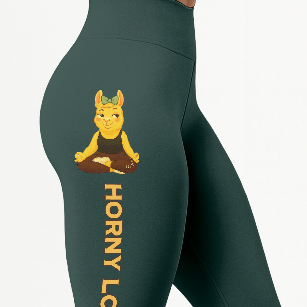 Horny Lotus Chill Llama Yoga Pants All-Over Print Women's High Waist Leggings | 5To9Style