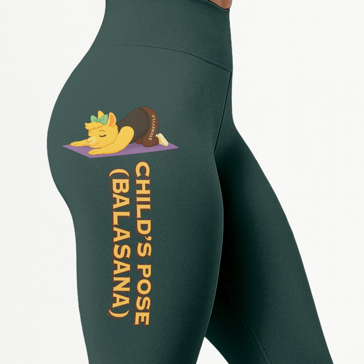Child’s Pose (Balasana) Chill Llama Yoga Pants All-Over Print Women's High Waist Leggings | 5To9Style