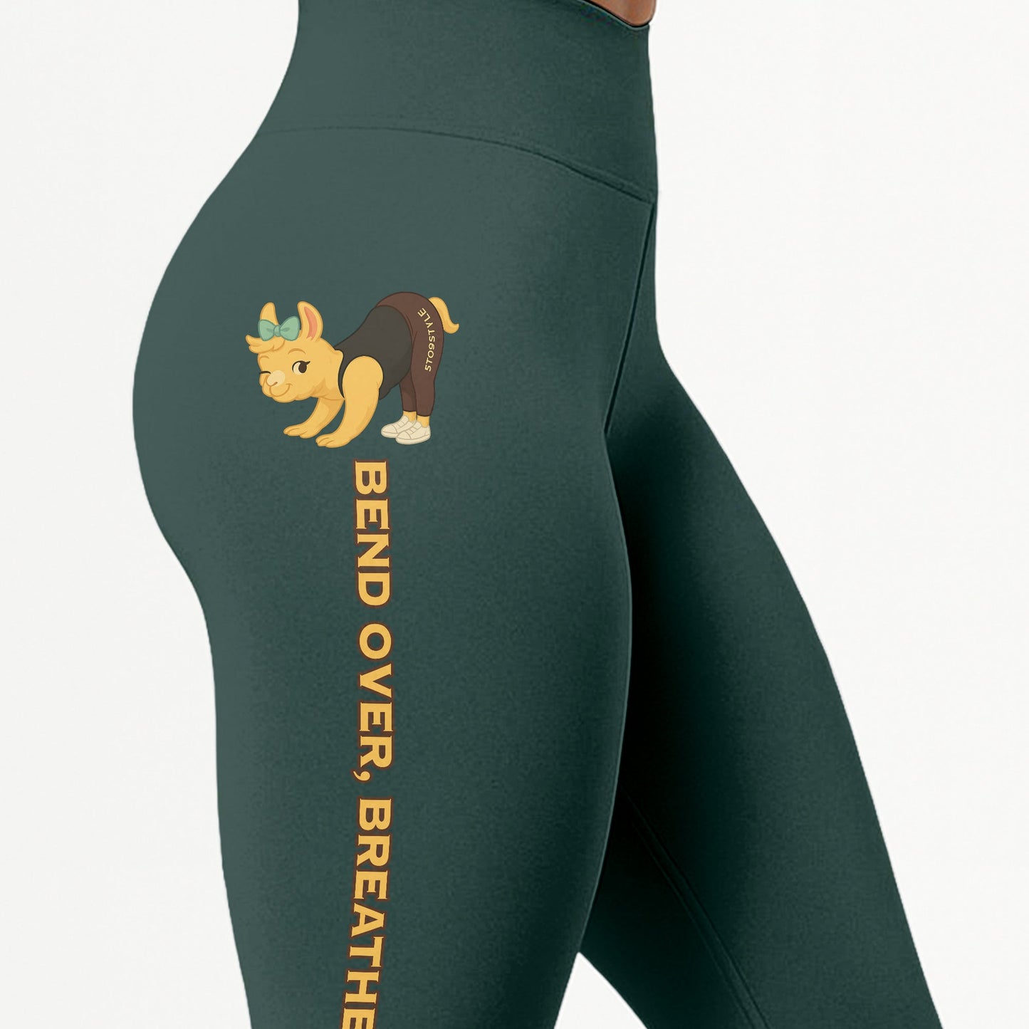 Bend Over, Breathe Out 👠Chill Llama Yoga Pants All-Over Print Women's High Waist Leggings | 5To9Style