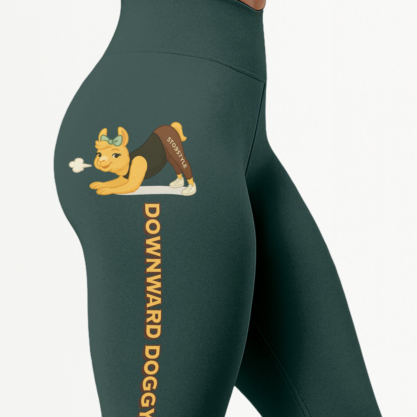 Downward Doggystyle Chill Llama Yoga Pants All-Over Print Women's High Waist Leggings | 5To9Style