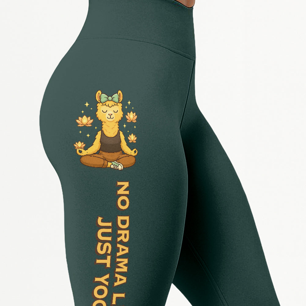 No Drama Llama, Just Yoga Cool Chill Llama Yoga Pants All-Over Print Women's High Waist Leggings | 5To9Style