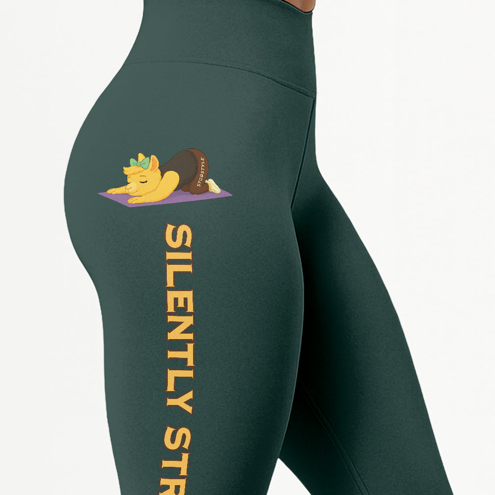 Silently Strong Chill Llama Yoga Pants All-Over Print Women's High Waist Leggings | 5To9Style