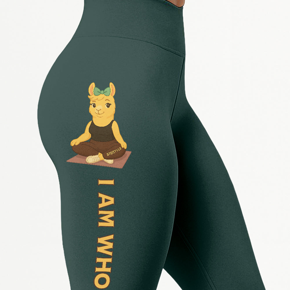 I Am Who I Am Chill Llama Yoga Pants All-Over Print Women's High Waist Leggings | 5To9Style