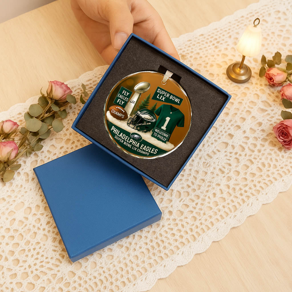 Glass Ornament With Packaging Gift Box Hot trending P. Eagles Football Champion 2025