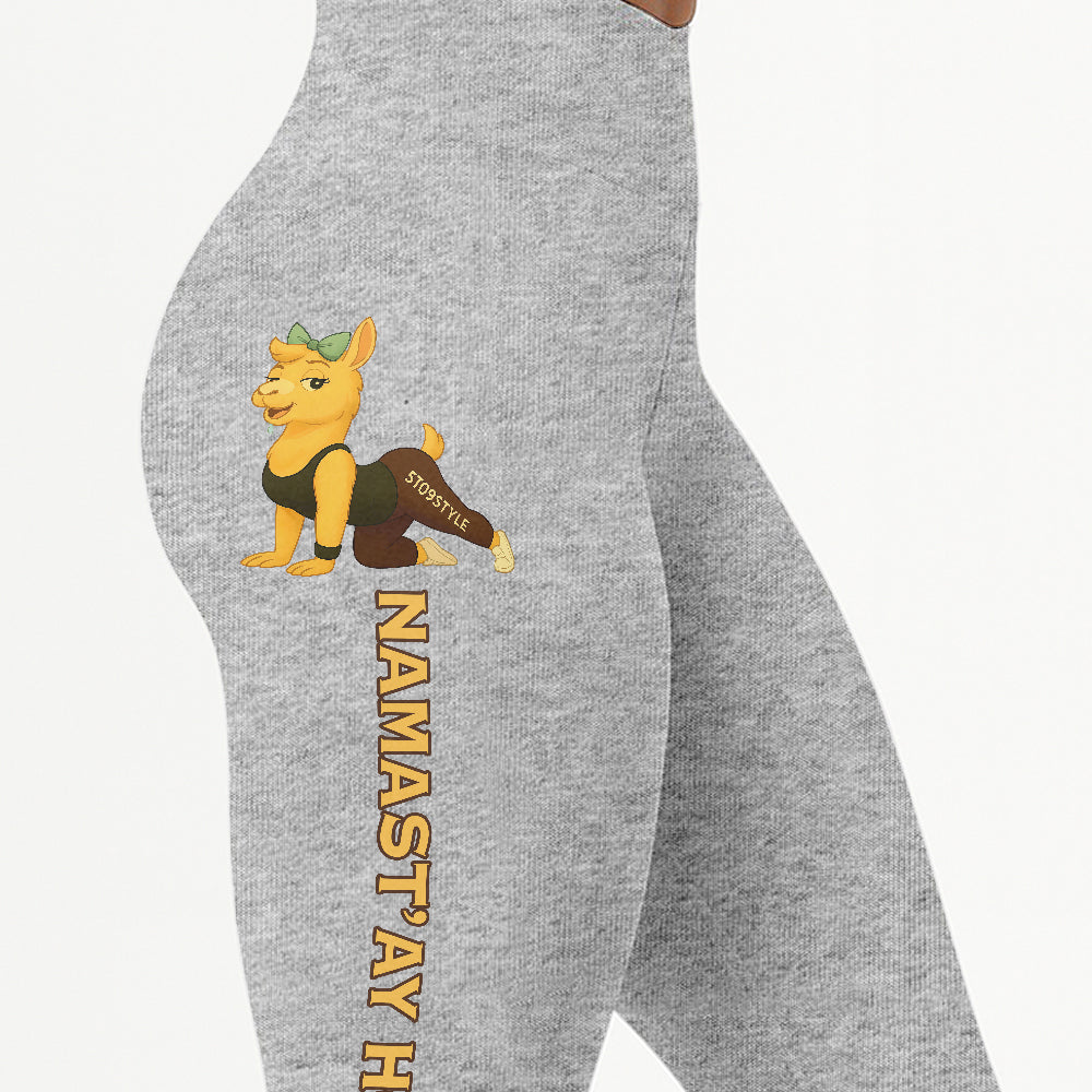Namast’ay Horny Chill Llama Yoga Pants All-Over Print Women's High Waist Leggings | 5To9Style
