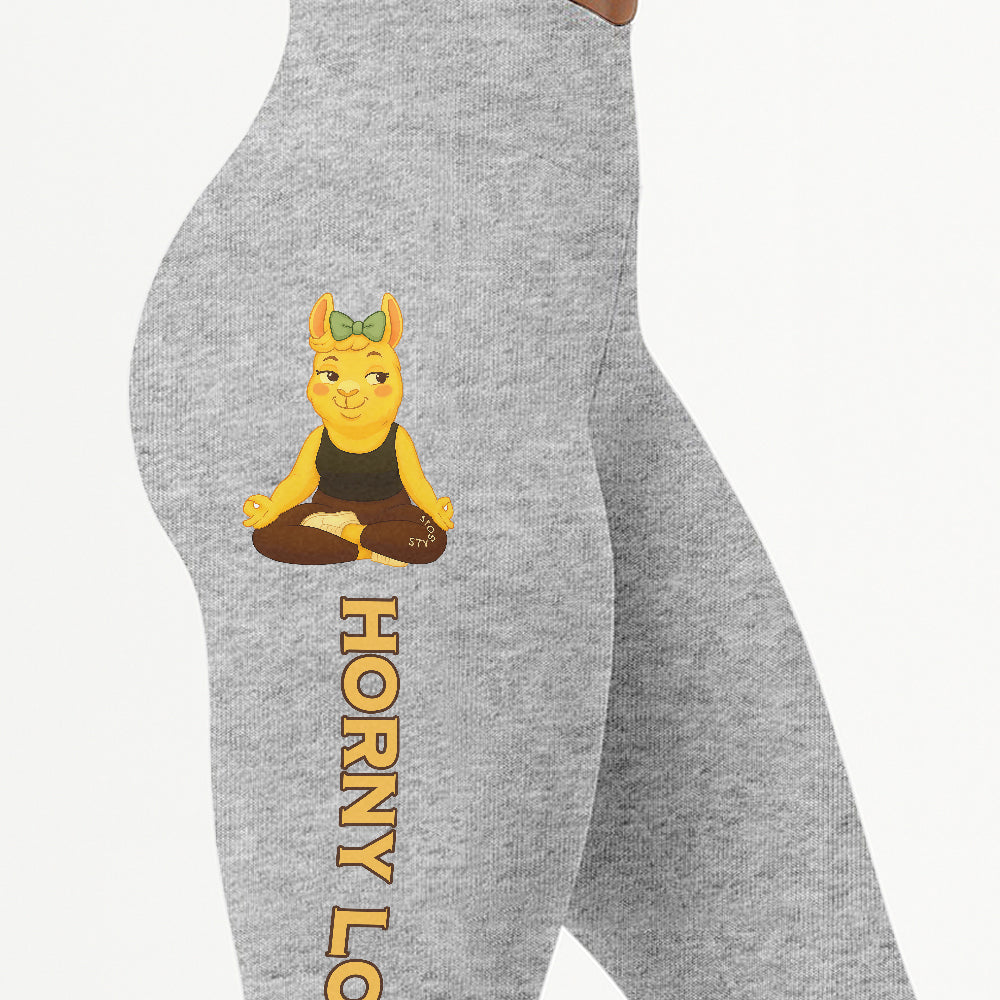 Horny Lotus Chill Llama Yoga Pants All-Over Print Women's High Waist Leggings | 5To9Style