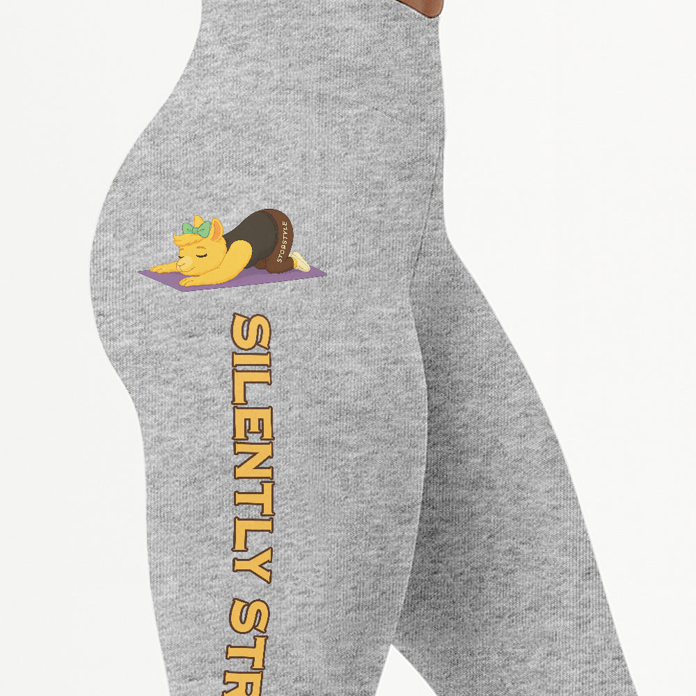 Silently Strong Chill Llama Yoga Pants All-Over Print Women's High Waist Leggings | 5To9Style