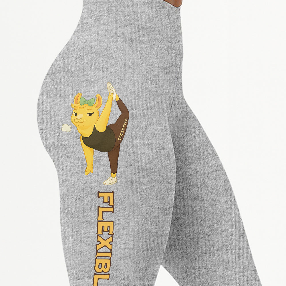 Flexible AF Chill Llama Yoga Pants All-Over Print Women's High Waist Leggings | 5To9Style