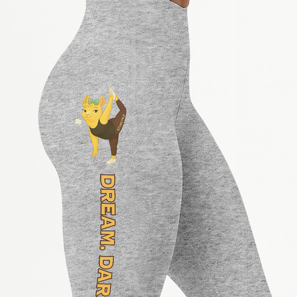 Dream Dare Do Chill Llama Yoga Pants All-Over Print Women's High Waist Leggings | 5To9Style