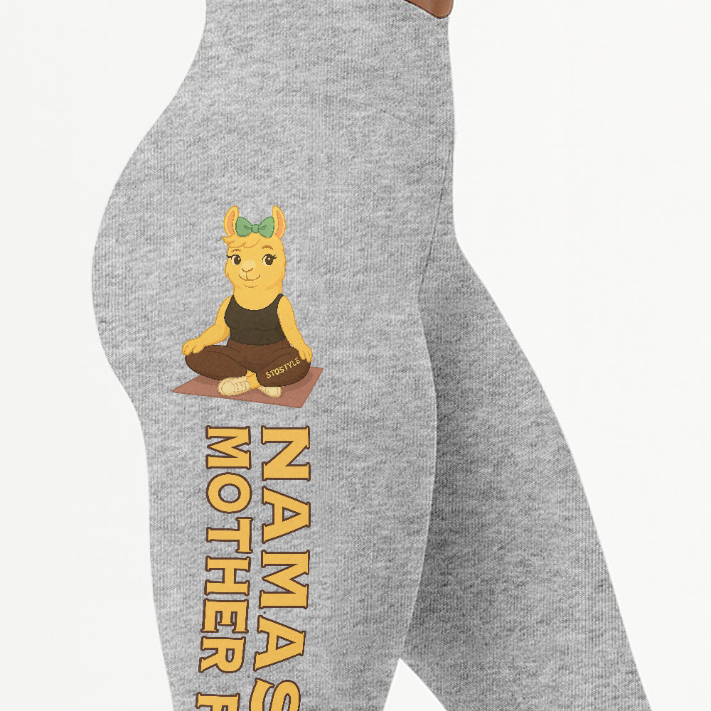Namaste Mother Fuck Chill Llama Yoga Pants All-Over Print Women's High Waist Leggings | 5To9Style