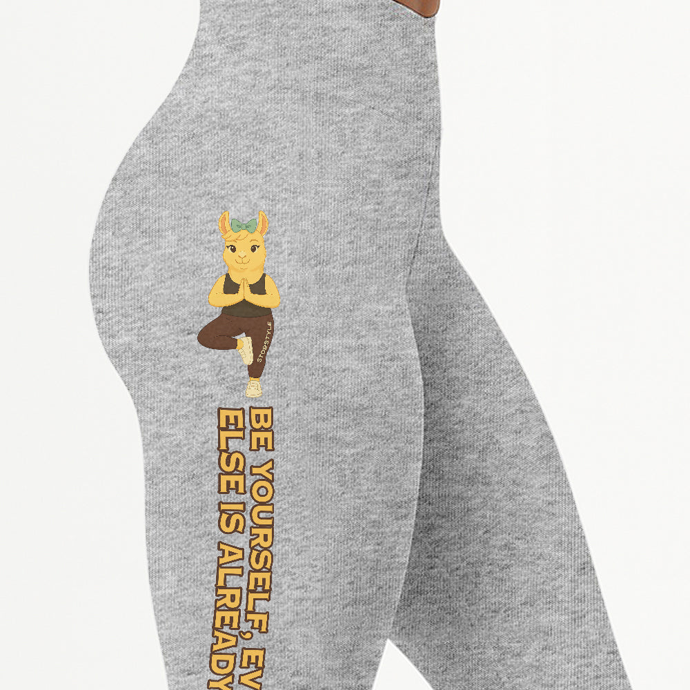 Be Yourself, Everyone Else is Already Taken Chill Llama Yoga Pants All-Over Print Women's High Waist Leggings | 5To9Style