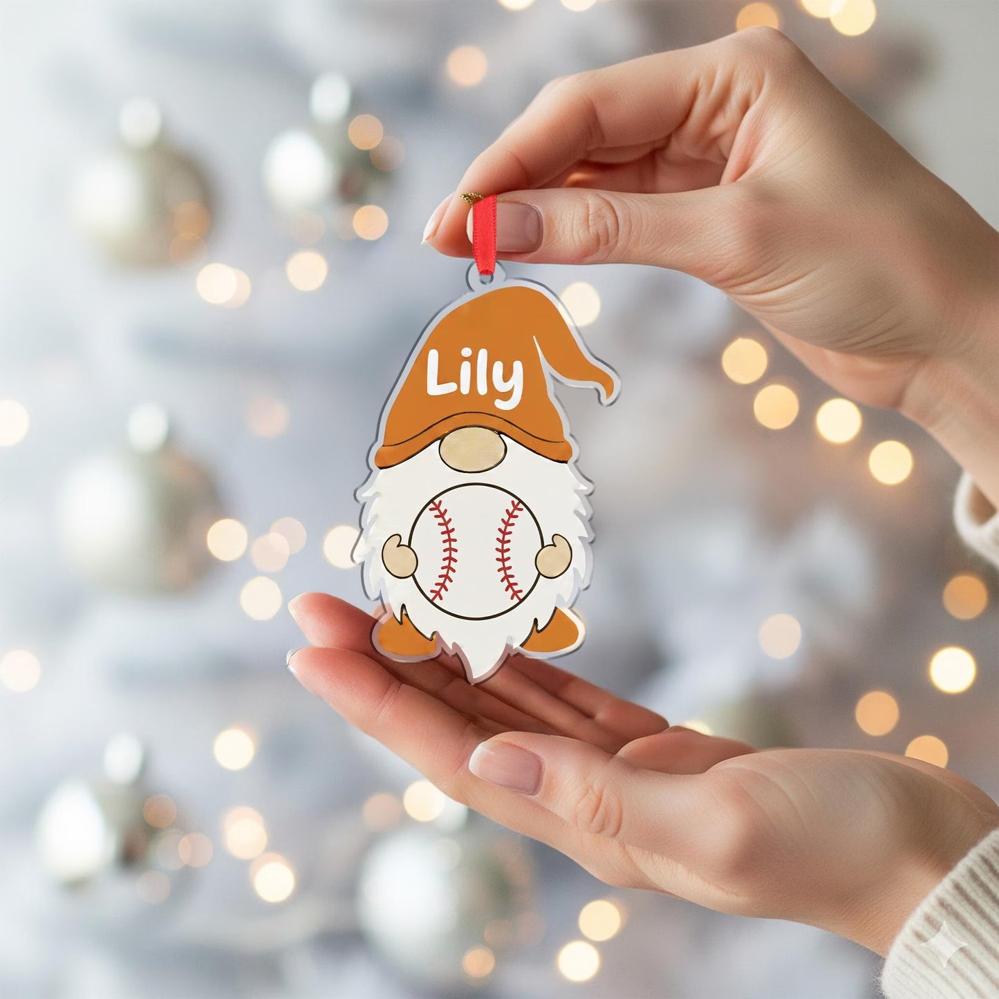 Personalized Sports Gnome Ornament_ Custom Name Christmas Decor, Choice of Sport