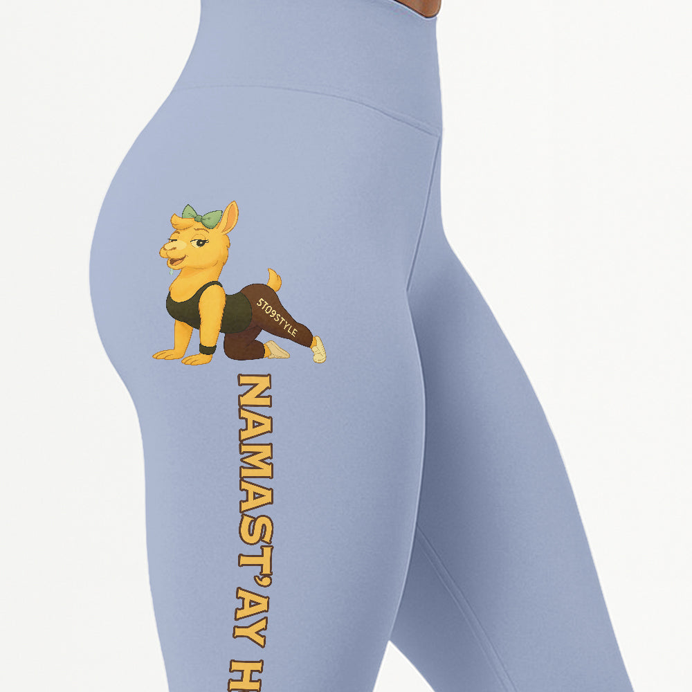 Namast’ay Horny Chill Llama Yoga Pants All-Over Print Women's High Waist Leggings | 5To9Style