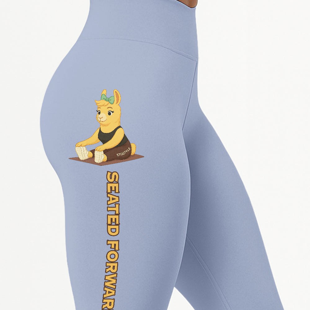 Seated Forward Bend Chill Llama Yoga Pants All-Over Print Women's High Waist Leggings | 5To9Style