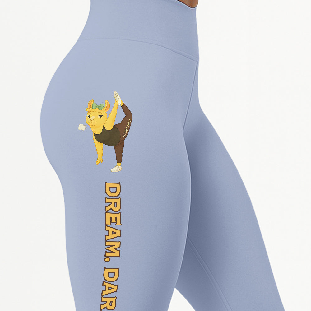 Dream Dare Do Chill Llama Yoga Pants All-Over Print Women's High Waist Leggings | 5To9Style