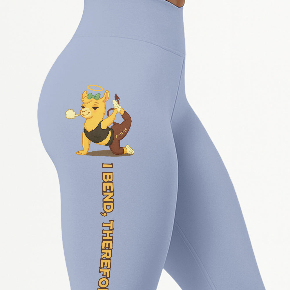 I Bend, Therefore I Sin Chill Llama Yoga Pants All-Over Print Women's High Waist Leggings | 5To9Style