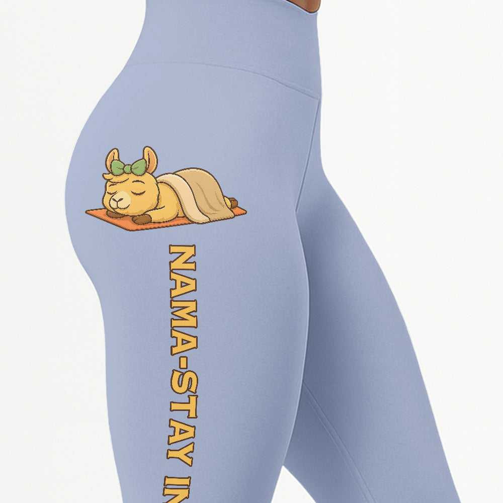 Nama-stay In Bed Chill Llama Yoga Pants All-Over Print Women's High Waist Leggings | 5To9Style