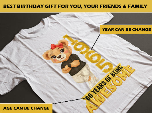 Chilling Bear Birthday Gift Idea Custom Year and Age T-shirt Classic Unisex T-Shirt | 5To9Style