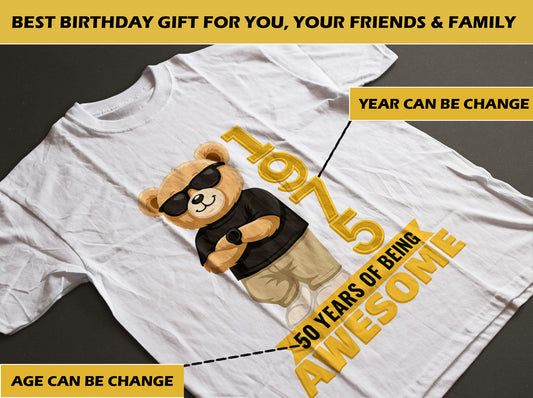 Chilling Bear Birthday Gift Idea For Men Custom Year and Age T-shirt Classic Unisex T-Shirt | 5To9Style