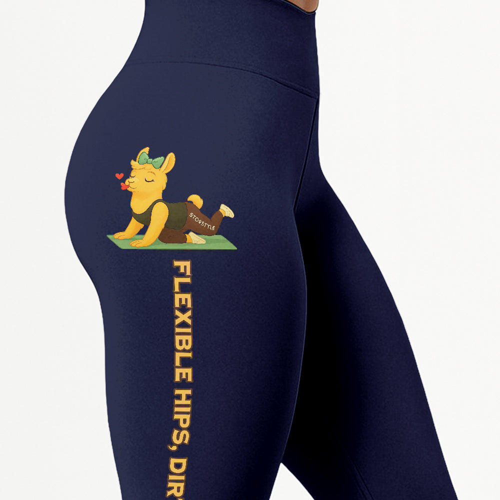 Flexible Hips, Dirty Lips Chill Llama Yoga Pants All-Over Print Women's High Waist Leggings | 5To9Style
