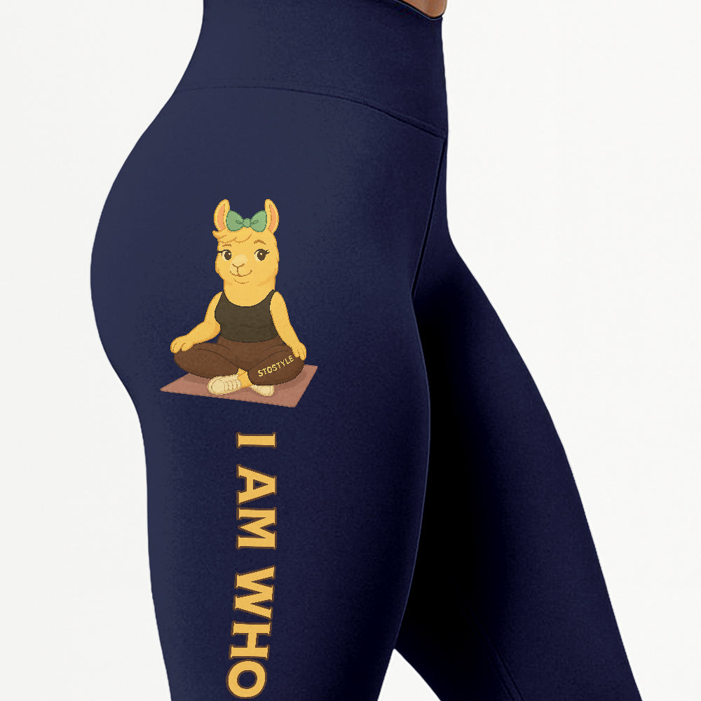 I Am Who I Am Chill Llama Yoga Pants All-Over Print Women's High Waist Leggings | 5To9Style