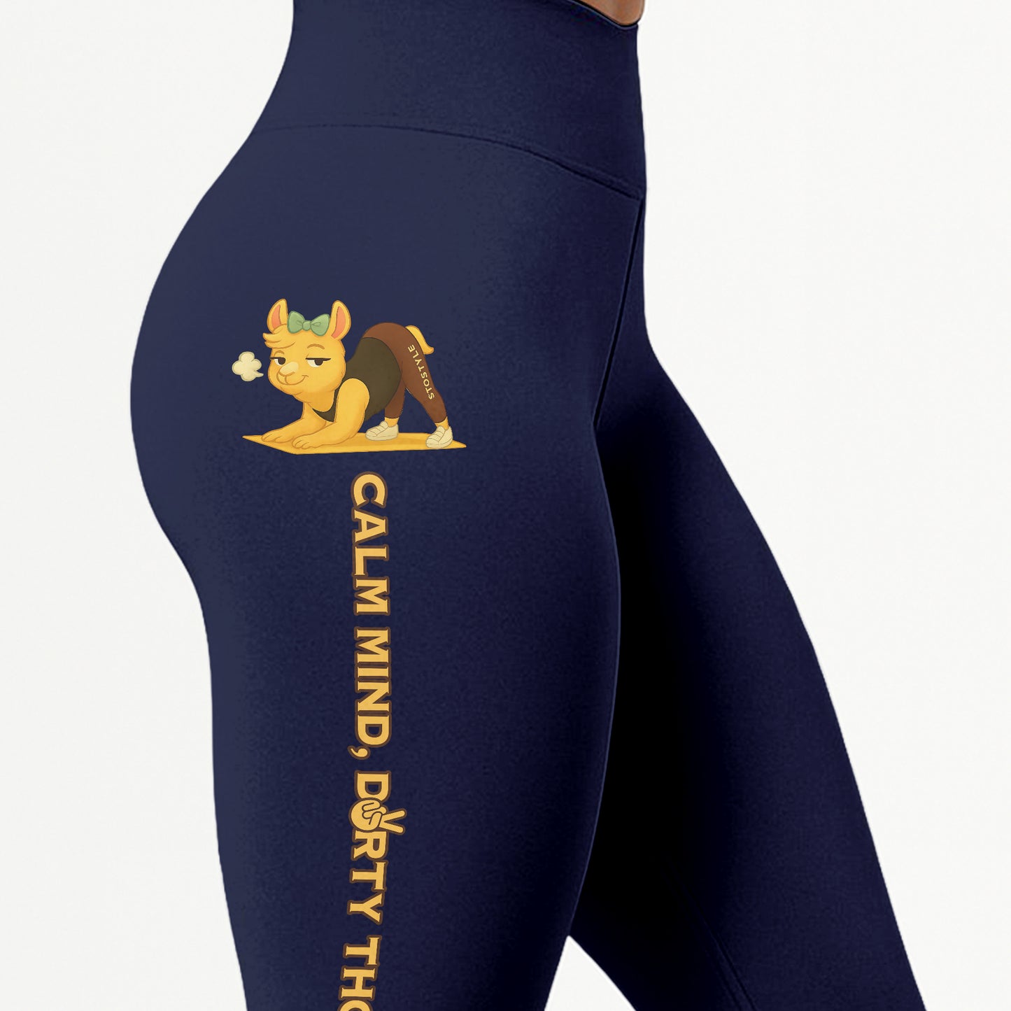 Calm Mind, Dirty Thoughts Chill Llama Yoga Pants All-Over Print Women's High Waist Leggings | 5To9Style