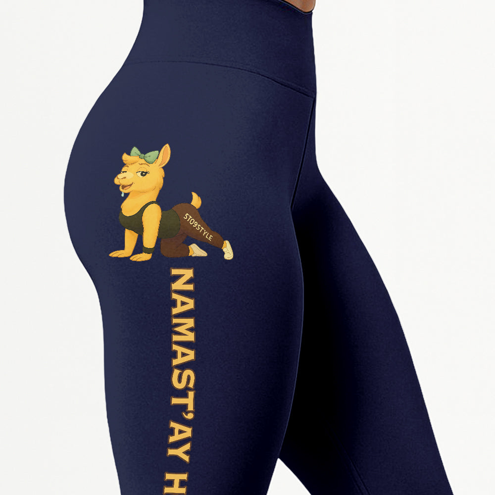 Namast’ay Horny Chill Llama Yoga Pants All-Over Print Women's High Waist Leggings | 5To9Style