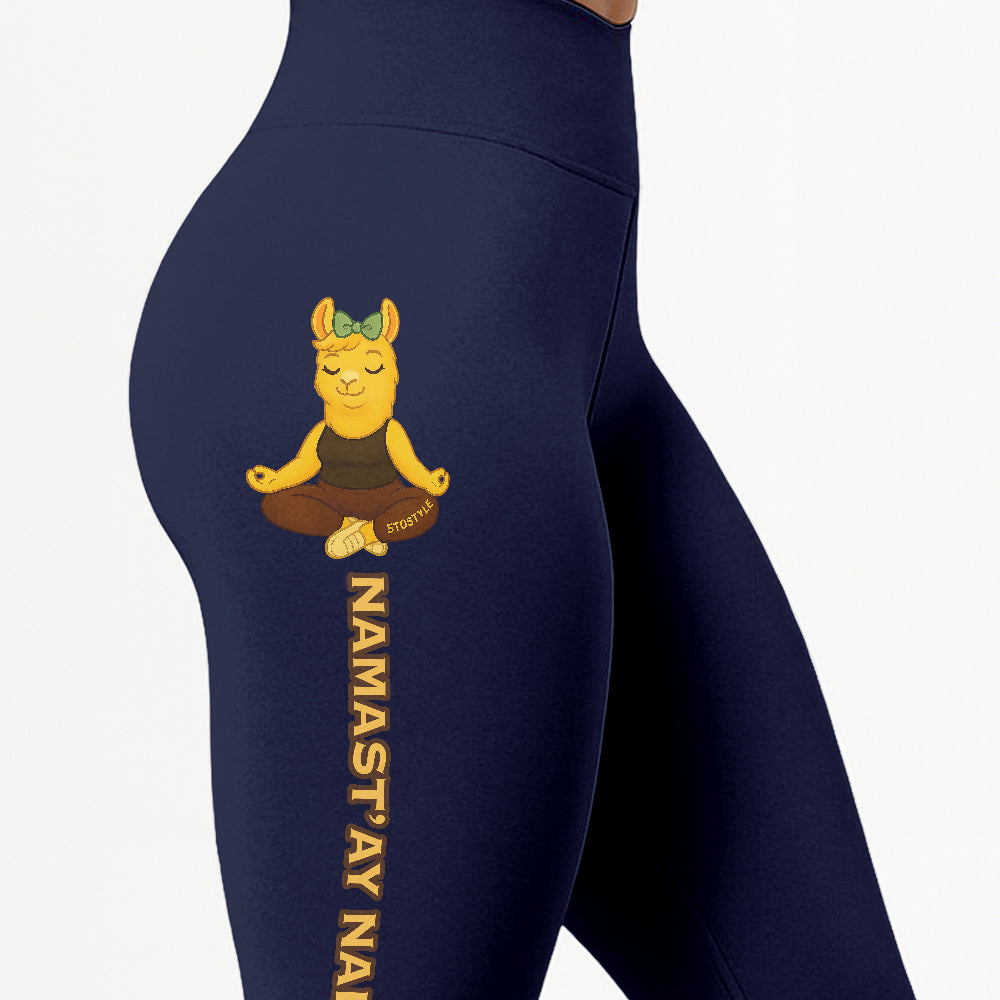 Namast’ay Naked Chill Llama Yoga Pants All-Over Print Women's High Waist Leggings | 5To9Style