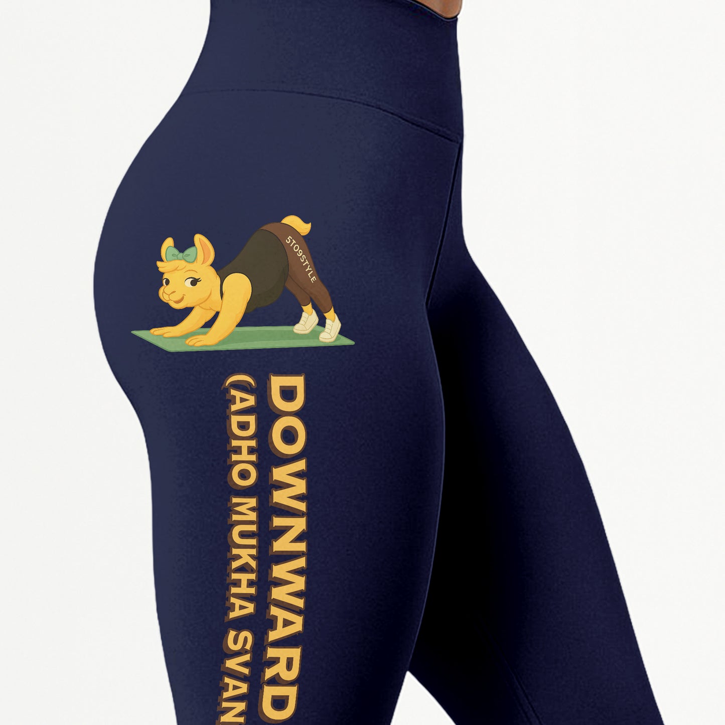 Downward Dog (Adho Mukha Svanasana) Chill Llama Yoga Pants All-Over Print Women's High Waist Leggings | 5To9Style