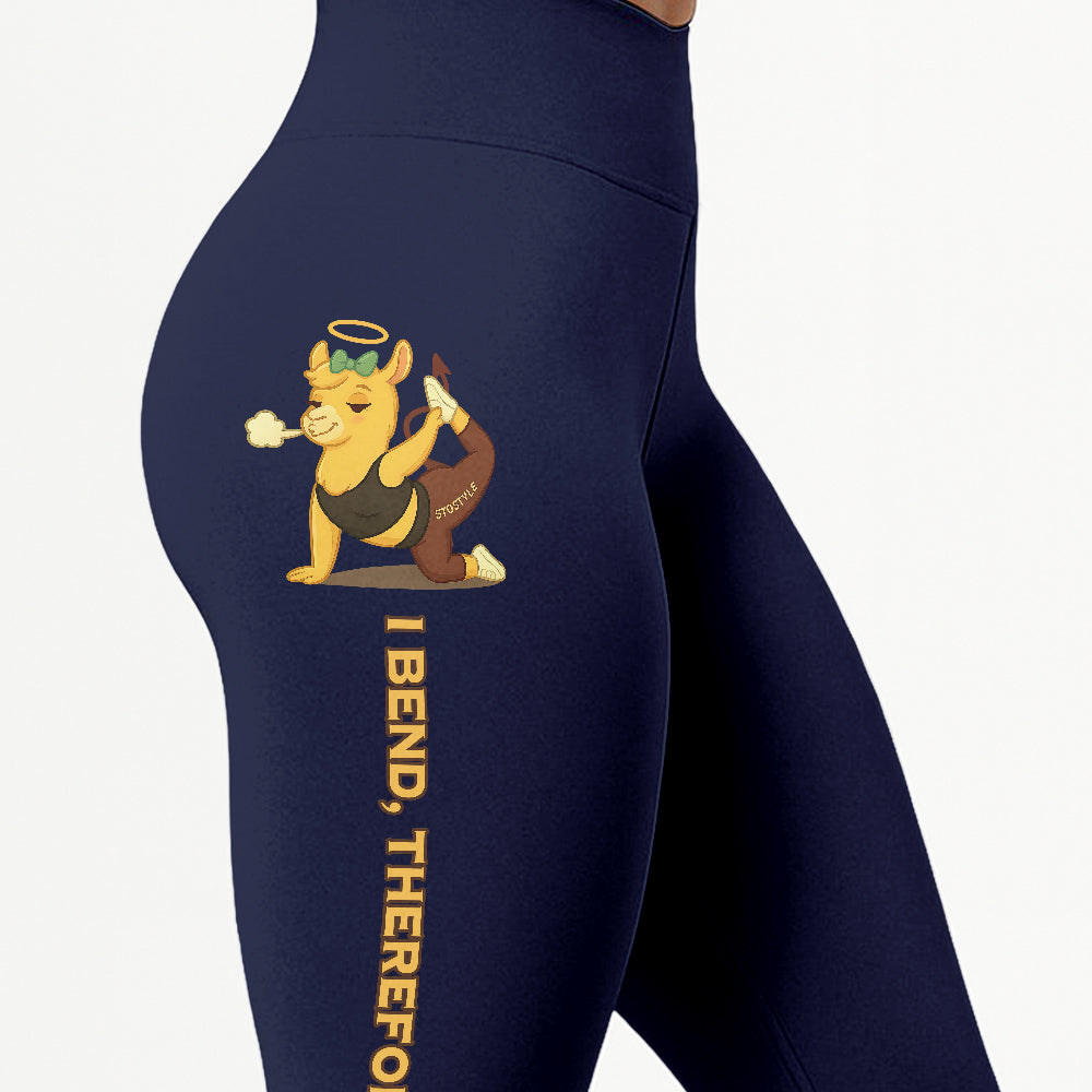 I Bend, Therefore I Sin Chill Llama Yoga Pants All-Over Print Women's High Waist Leggings | 5To9Style