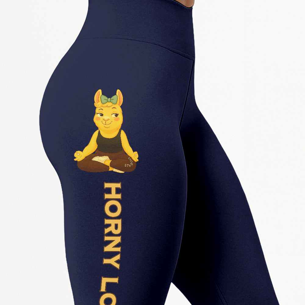 Horny Lotus Chill Llama Yoga Pants All-Over Print Women's High Waist Leggings | 5To9Style