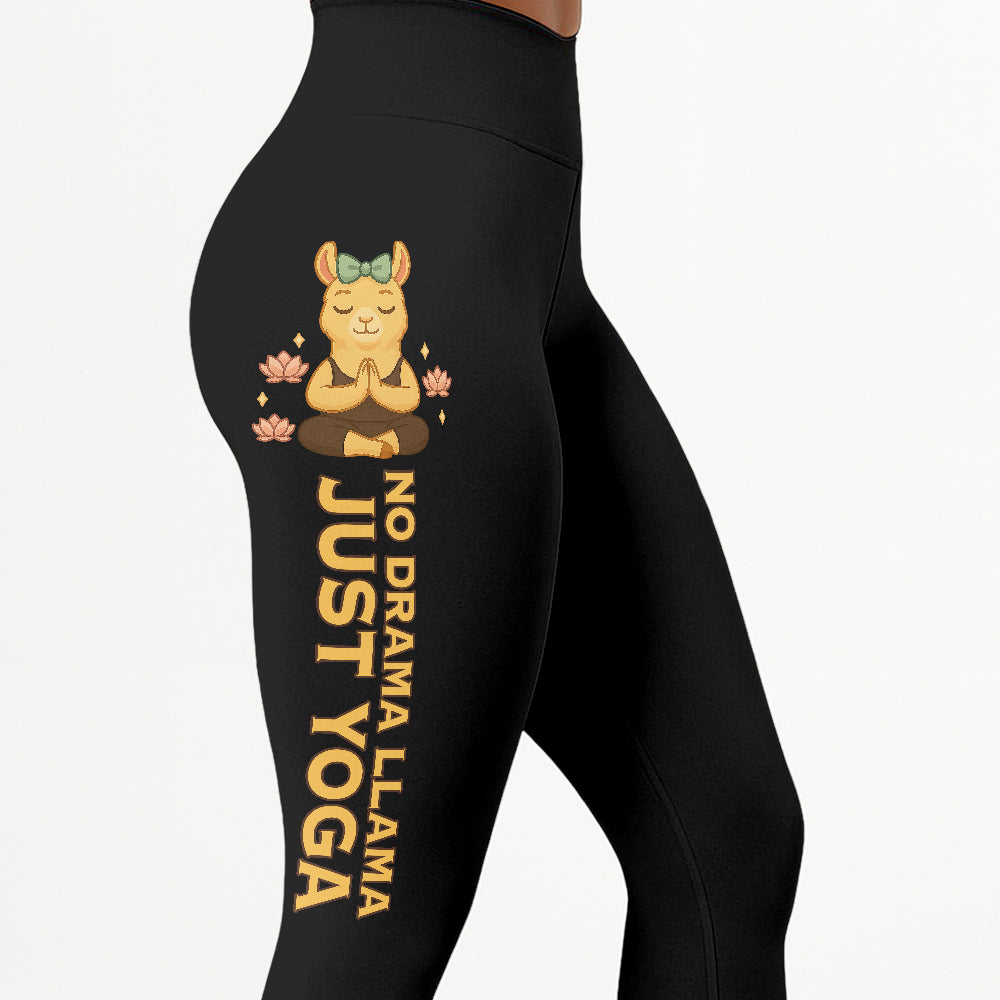 No Drama Llama, Just Yoga Lover Chill Llama Yoga Pants All-Over Print Women's High Waist Leggings | 5To9Style