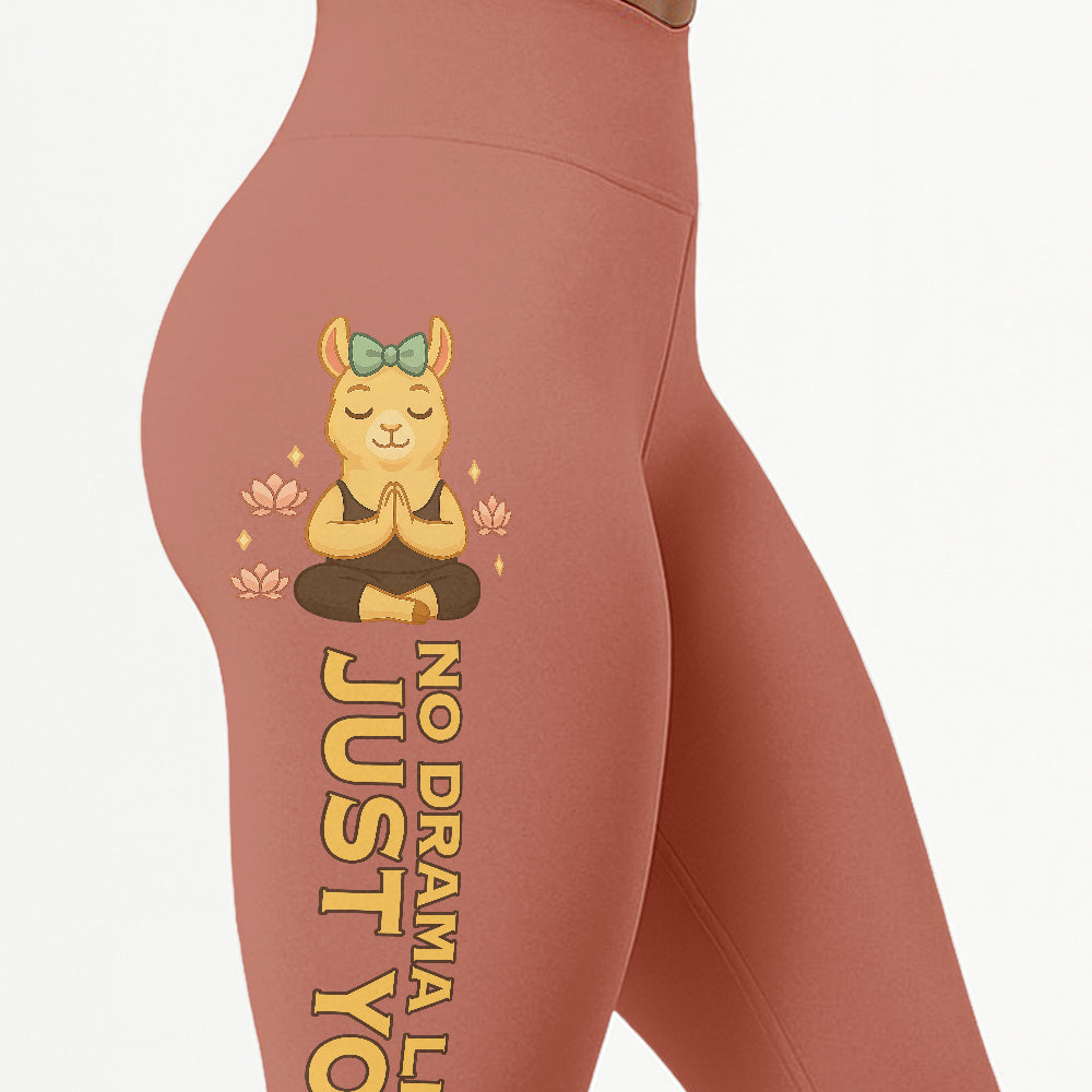 No Drama Llama, Just Yoga Lover Chill Llama Yoga Pants All-Over Print Women's High Waist Leggings | 5To9Style