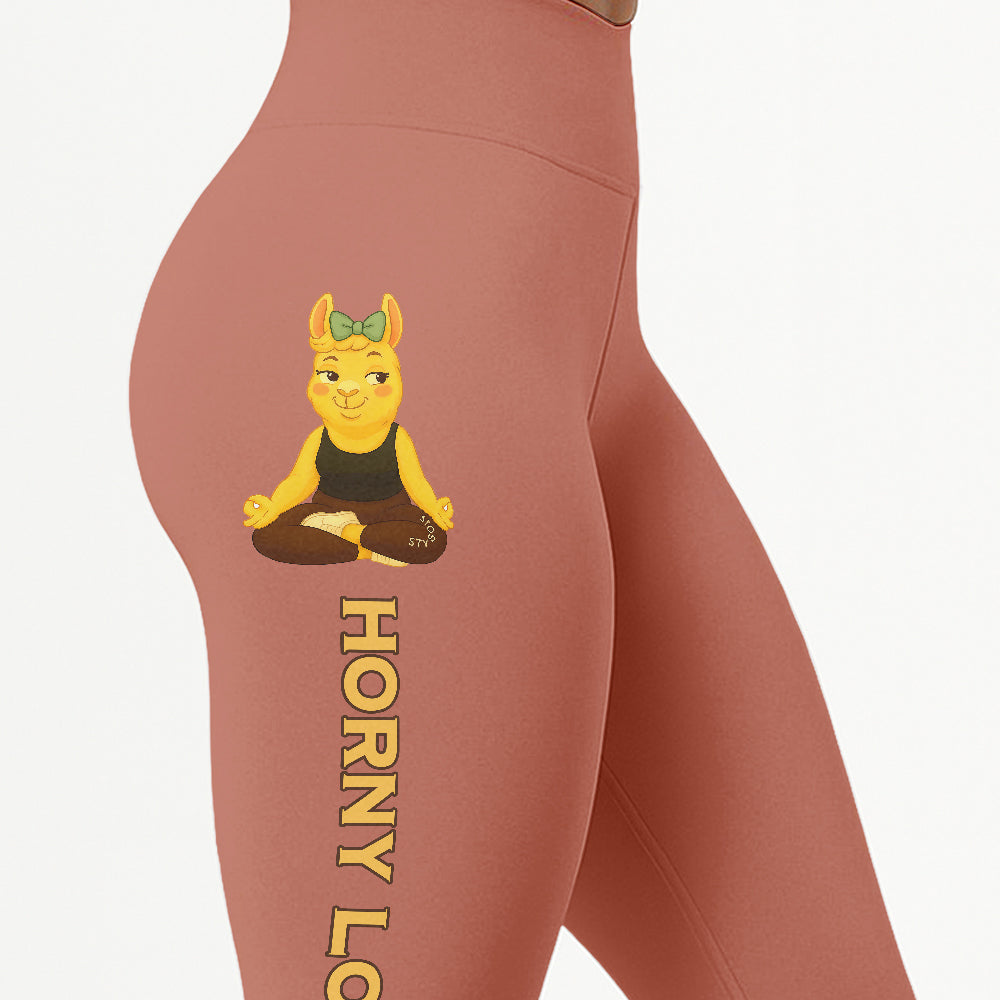 Horny Lotus Chill Llama Yoga Pants All-Over Print Women's High Waist Leggings | 5To9Style