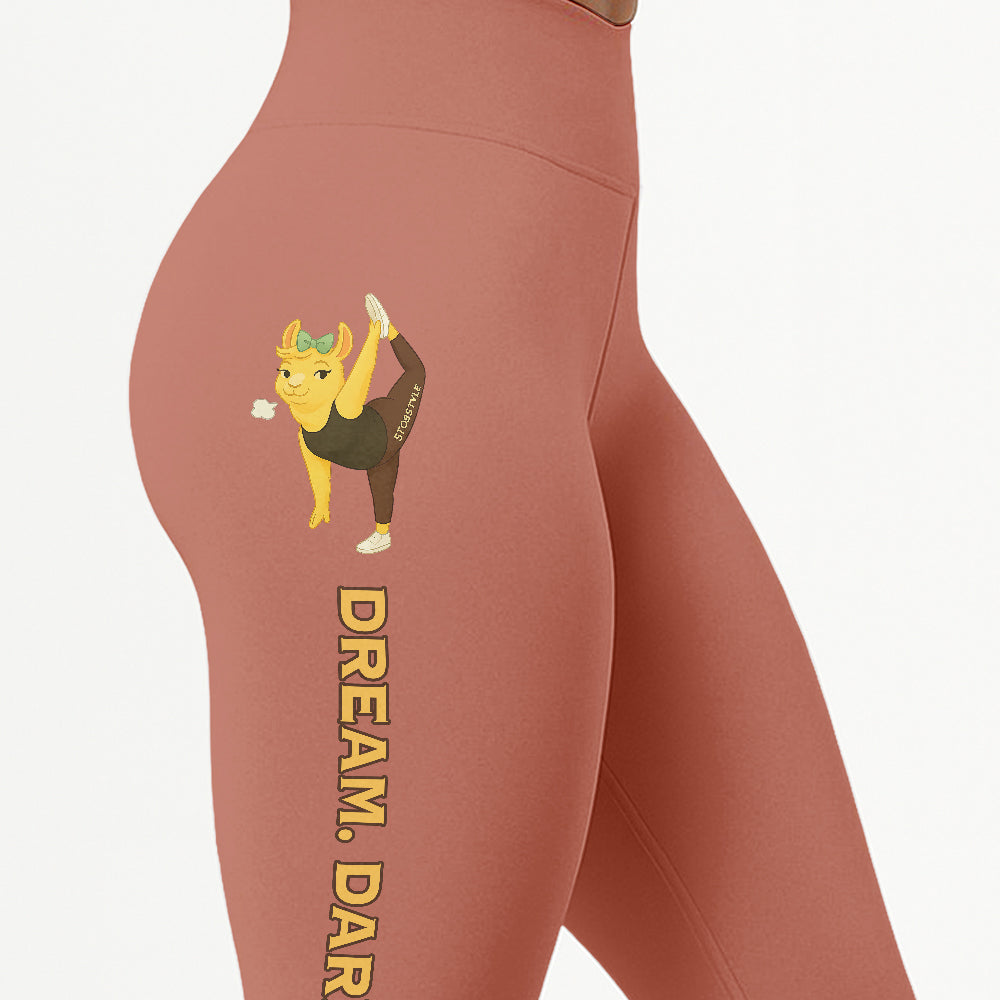 Dream Dare Do Chill Llama Yoga Pants All-Over Print Women's High Waist Leggings | 5To9Style