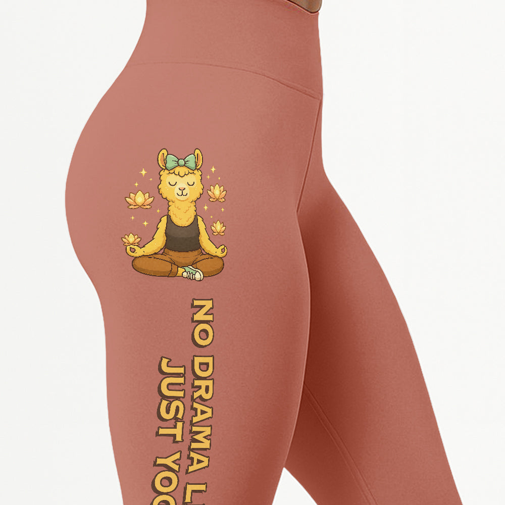 No Drama Llama, Just Yoga Cool Chill Llama Yoga Pants All-Over Print Women's High Waist Leggings | 5To9Style
