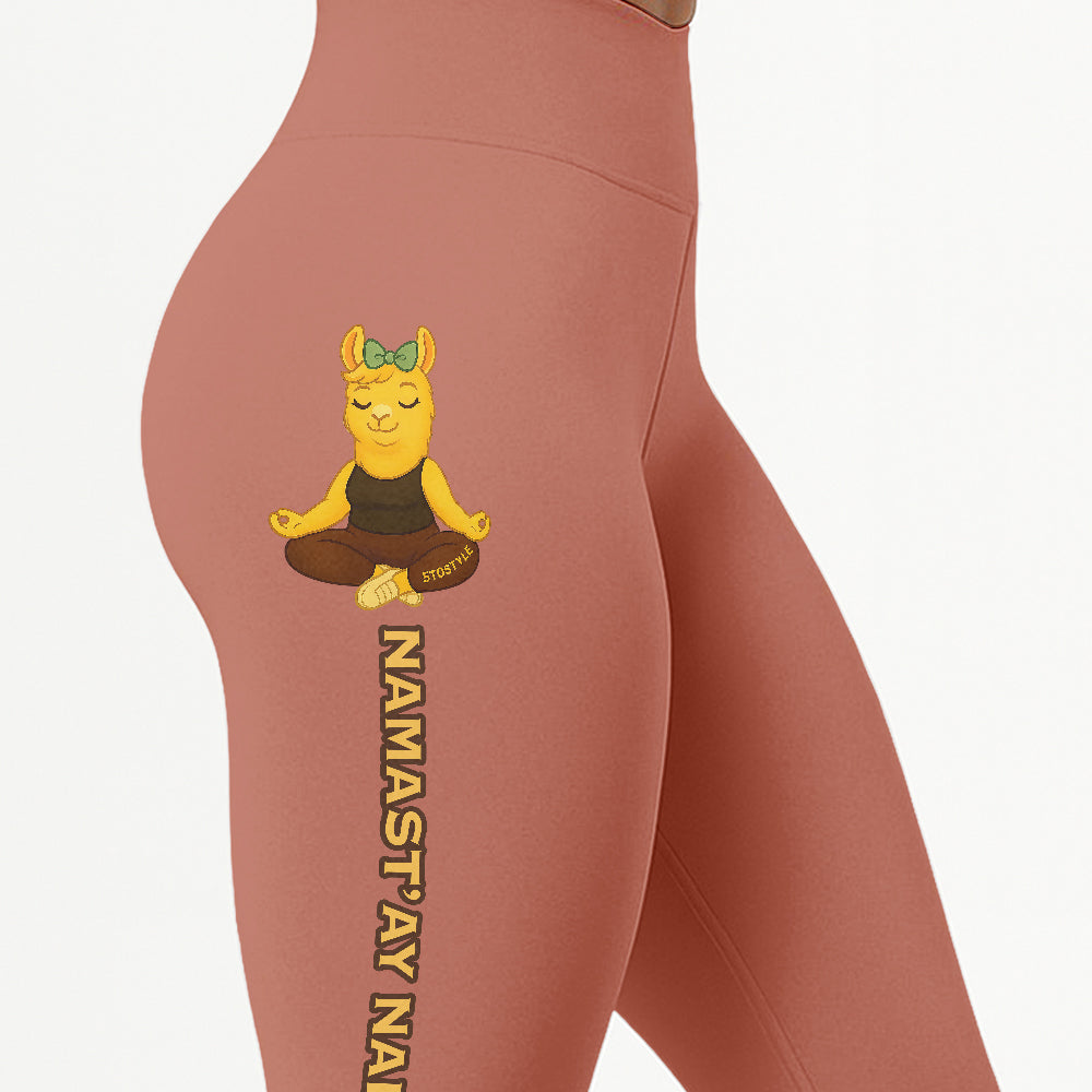 Namast’ay Naked Chill Llama Yoga Pants All-Over Print Women's High Waist Leggings | 5To9Style