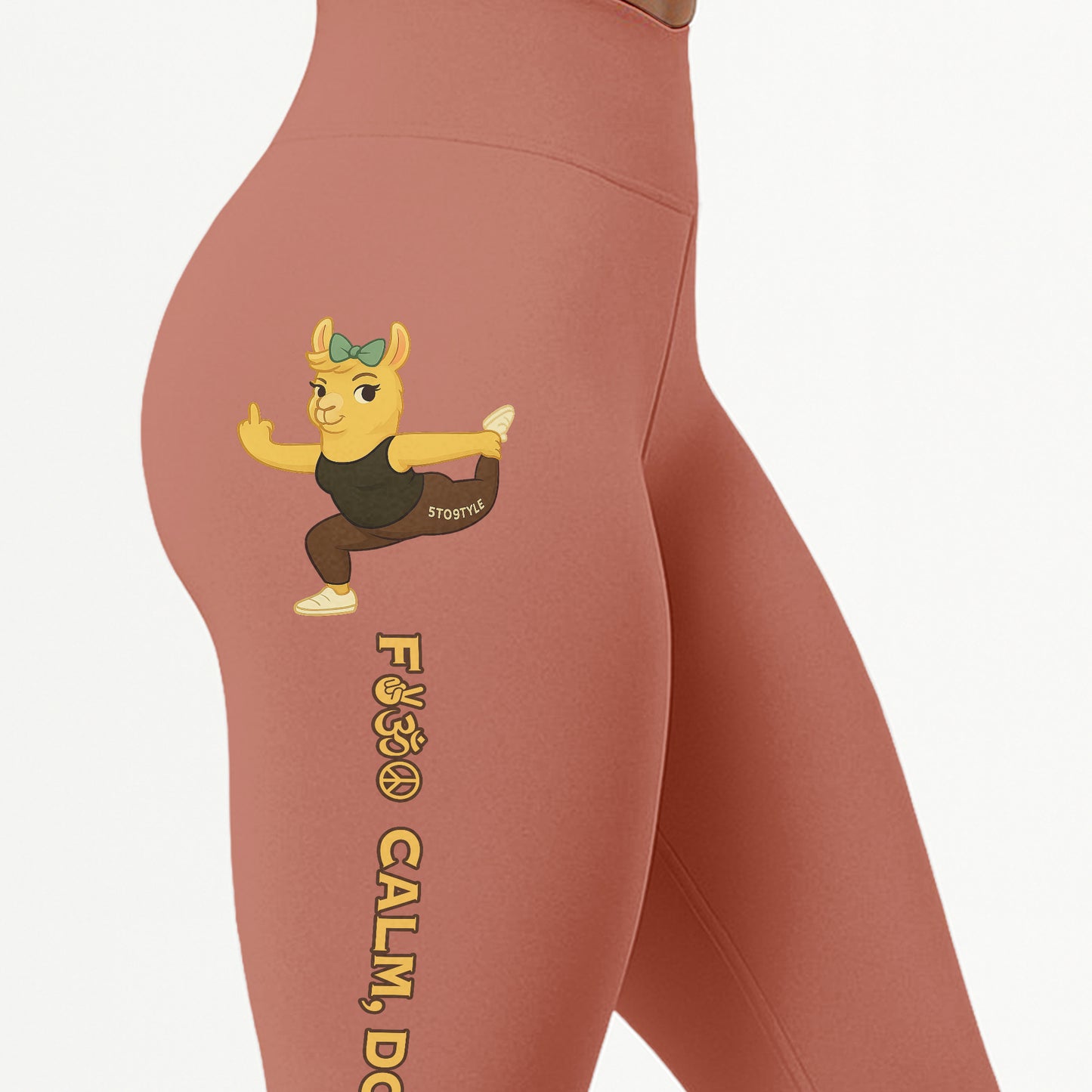 Fck Calm, Do Yoga Cool Chill Llama Yoga Pants All-Over Print Women's High Waist Leggings | 5To9Style