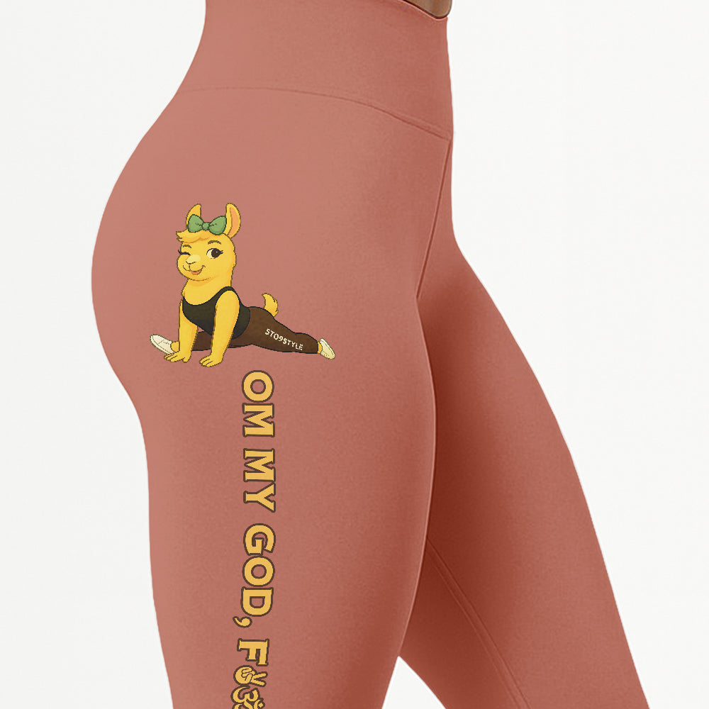 Om My God, Fck Yes Chill Llama Yoga Pants All-Over Print Women's High Waist Leggings | 5To9Style