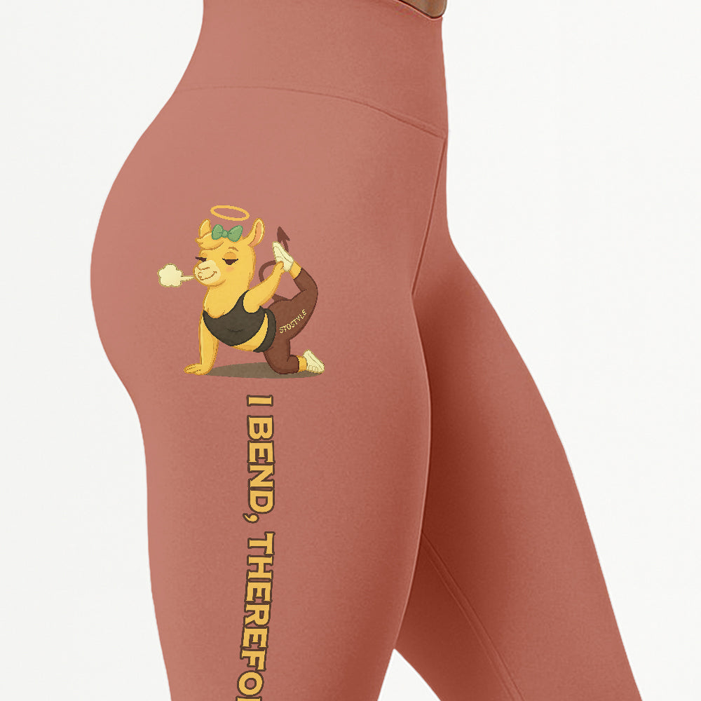 I Bend, Therefore I Sin Chill Llama Yoga Pants All-Over Print Women's High Waist Leggings | 5To9Style