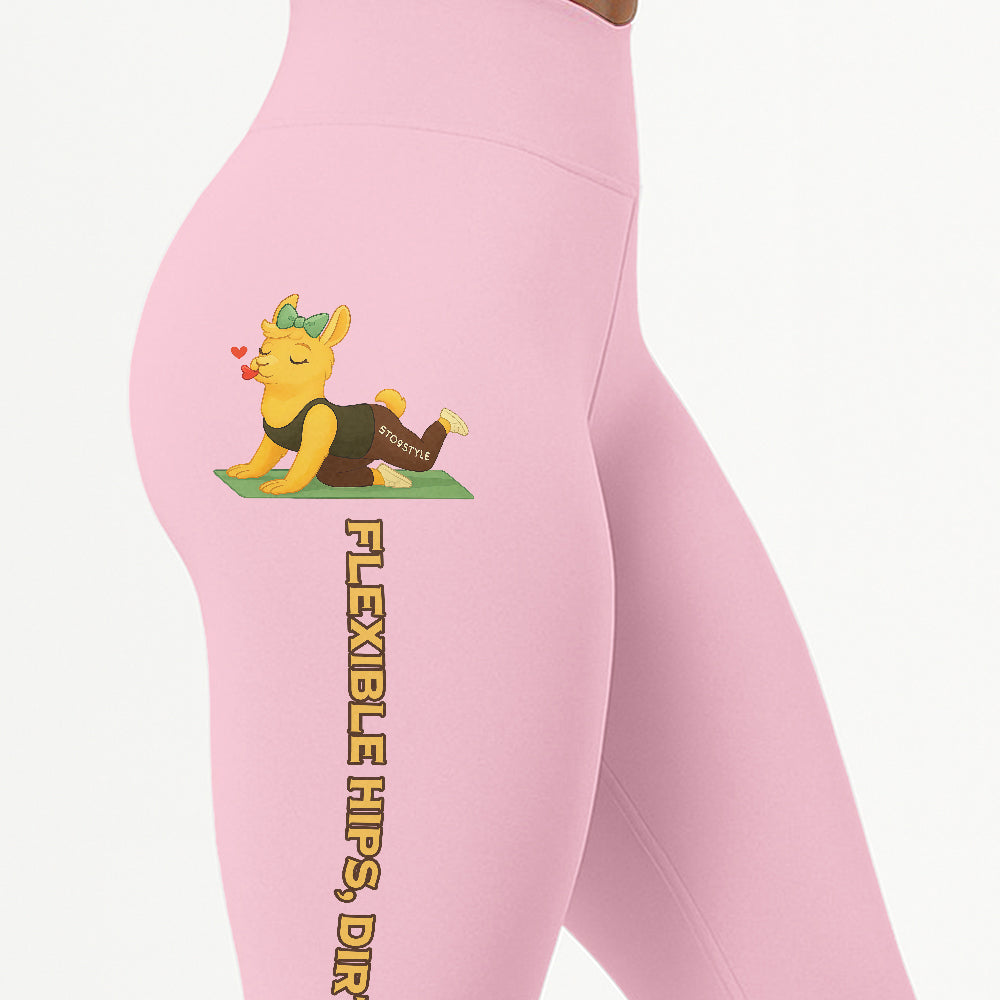 Flexible Hips, Dirty Lips Chill Llama Yoga Pants All-Over Print Women's High Waist Leggings | 5To9Style