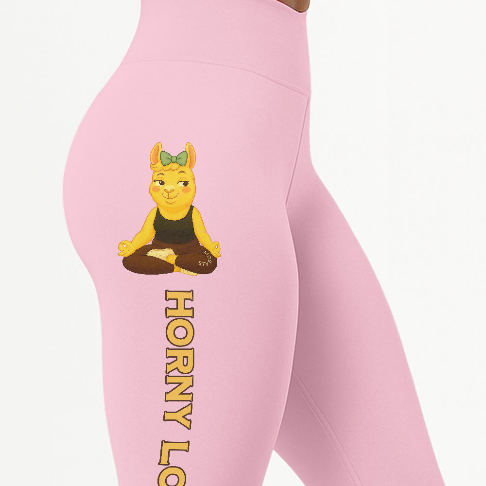 Horny Lotus Chill Llama Yoga Pants All-Over Print Women's High Waist Leggings | 5To9Style
