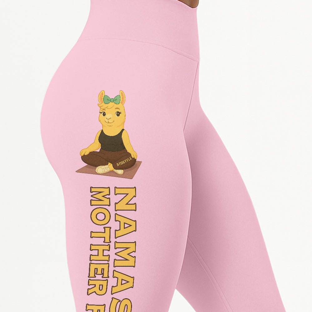 Namaste Mother Fuck Chill Llama Yoga Pants All-Over Print Women's High Waist Leggings | 5To9Style