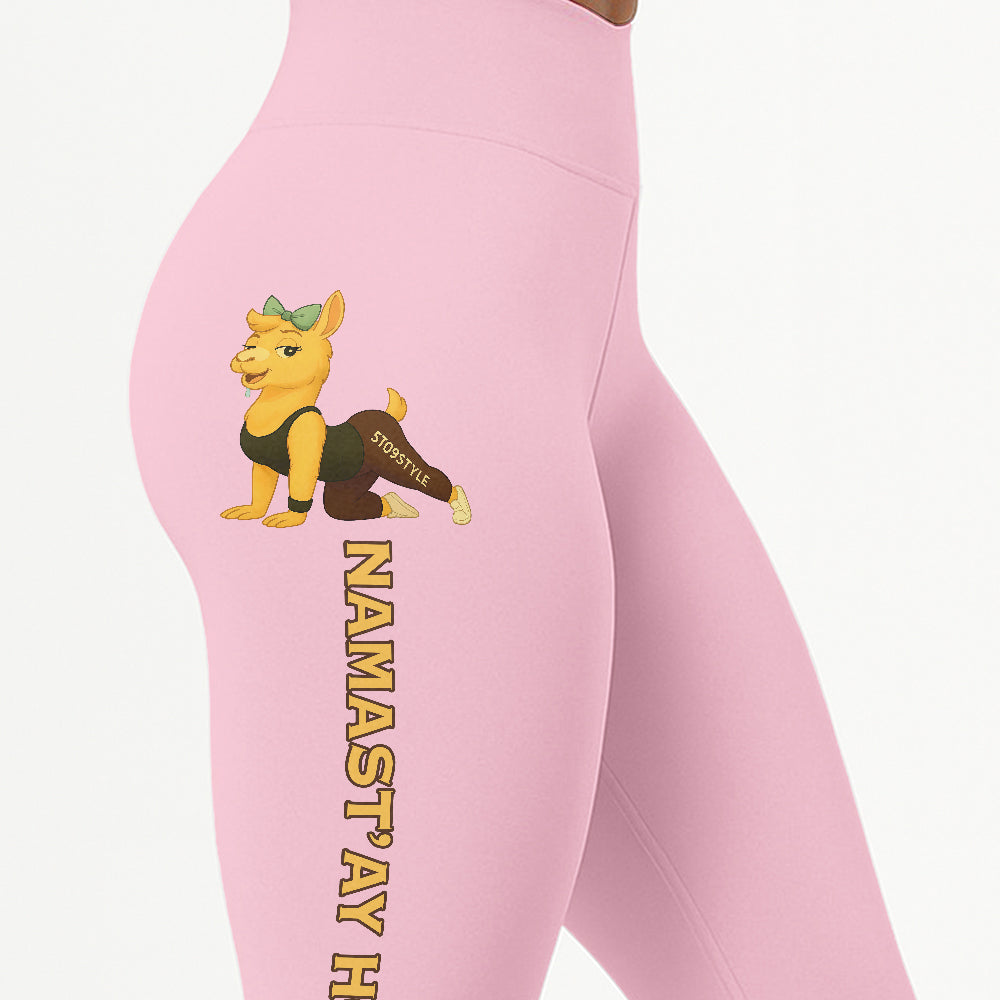 Namast’ay Horny Chill Llama Yoga Pants All-Over Print Women's High Waist Leggings | 5To9Style