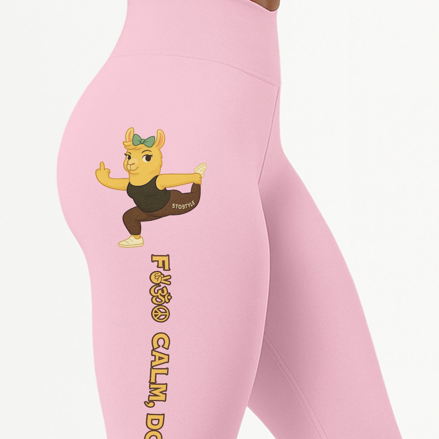 Fck Calm, Do Yoga Cool Chill Llama Yoga Pants All-Over Print Women's High Waist Leggings | 5To9Style